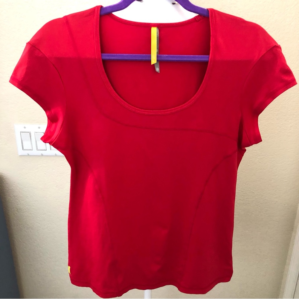 Lole Women’s Red Scoop Neck Short Sleeve Athletic Top